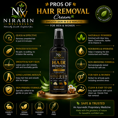 Nirarin Wellness Hair Removal Cream for Men & Women – 100 ML | Smooth Skin in 6–8 Minutes